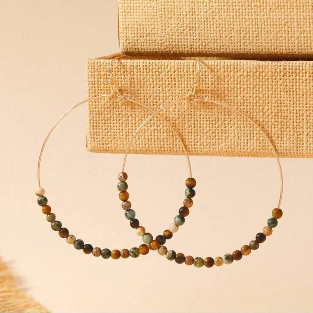 Boho Beaded Hoop Earrings #2156
